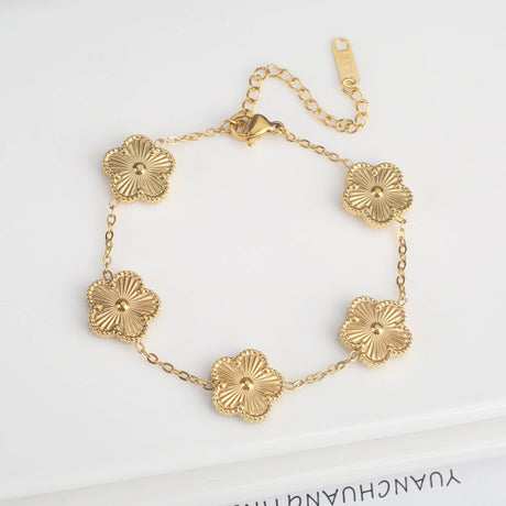 Elegant Clover Bracelet for Women – Adjustable Five-Petal Design