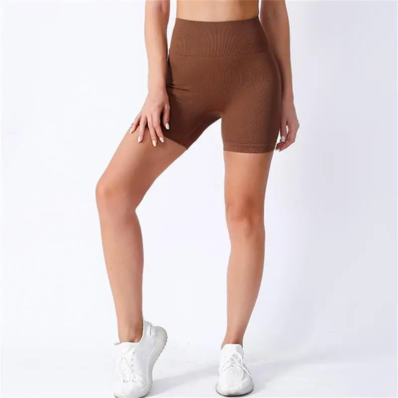 Ribbed Yoga Shorts for Women – High Waist Shaping Sportswear