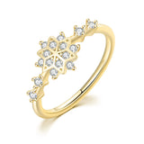 Snowflake Ring for Women – Korean Cute Zircon Light Gold Wedding Ring | Wholesale Fashion Jewelry Christmas Gift KCR093