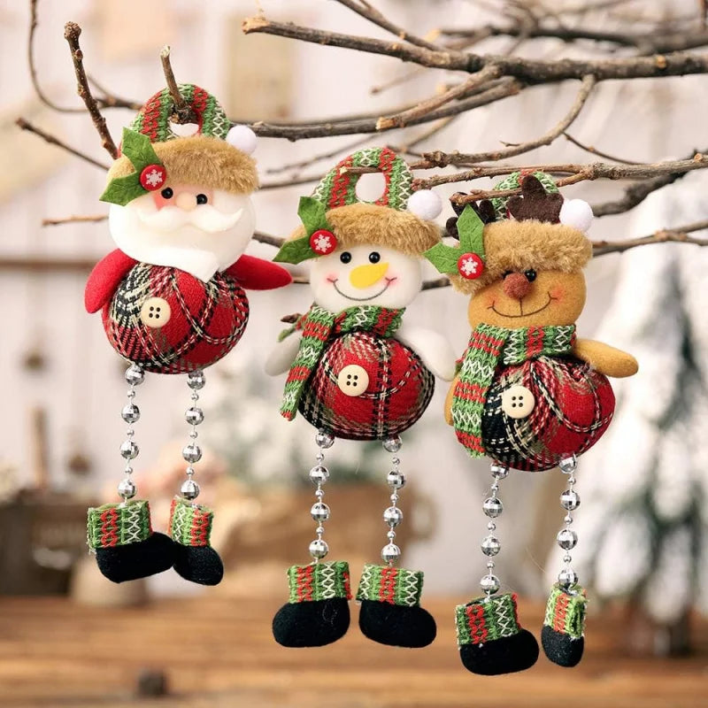 Christmas Tree Decorations – Plush Hanging Ornaments | Santa Claus, Snowman & Reindeer Holiday Party Home Décor