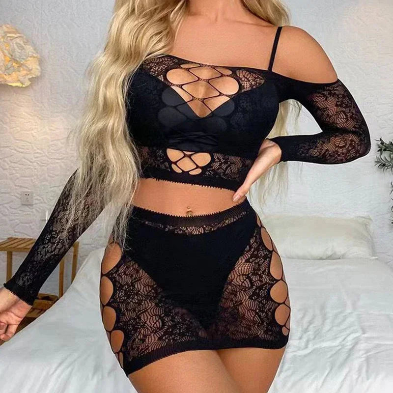 Women’s Fishnet Mesh Lingerie Bodysuit – Backless Exotic One-Piece Outfit