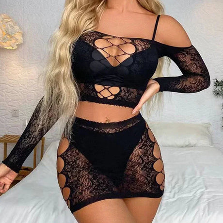Women’s Fishnet Mesh Lingerie Bodysuit – Backless Exotic One-Piece Outfit