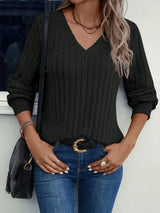 Women’s V-Neck Knitted Wool Sweater – Soft, Warm & Stylish