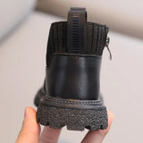 Kids Winter Leather Short Boots