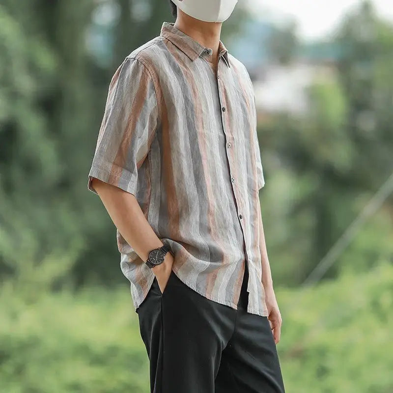 Men’s Elegant Striped Long Sleeve Shirt