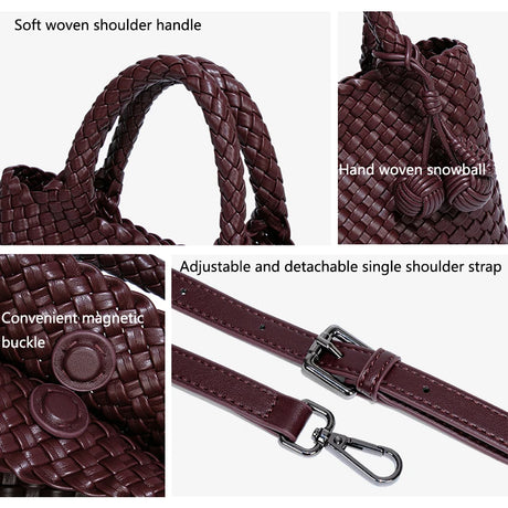 Woven Shoulder Bag for Women – Vegan Leather Tote Bag with Mini Handmade Purse | Stylish Crossbody Bag for Travel, Work & Everyday Use