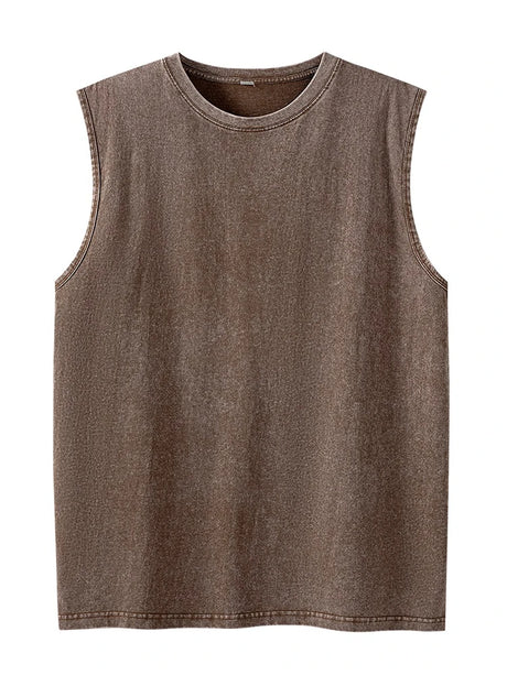 Men’s Washed Cotton Loose Sleeveless Tank Top