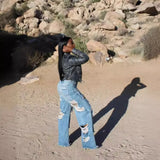 Sexy Elegant Women’s Splice Denim Jeans