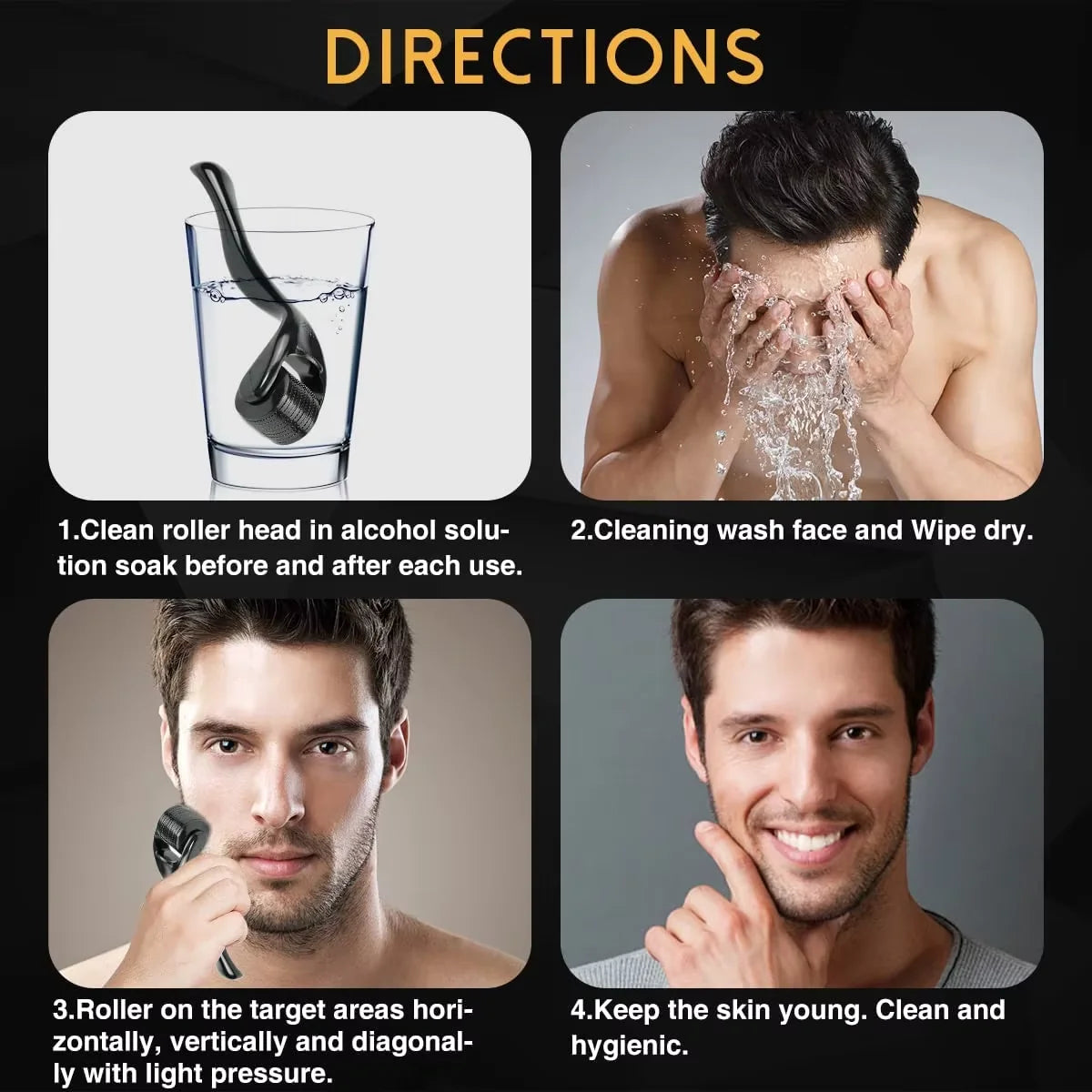 0.2–0.3mm Derma Roller – Microneedle Tool for Facial Skin & Beard Growth