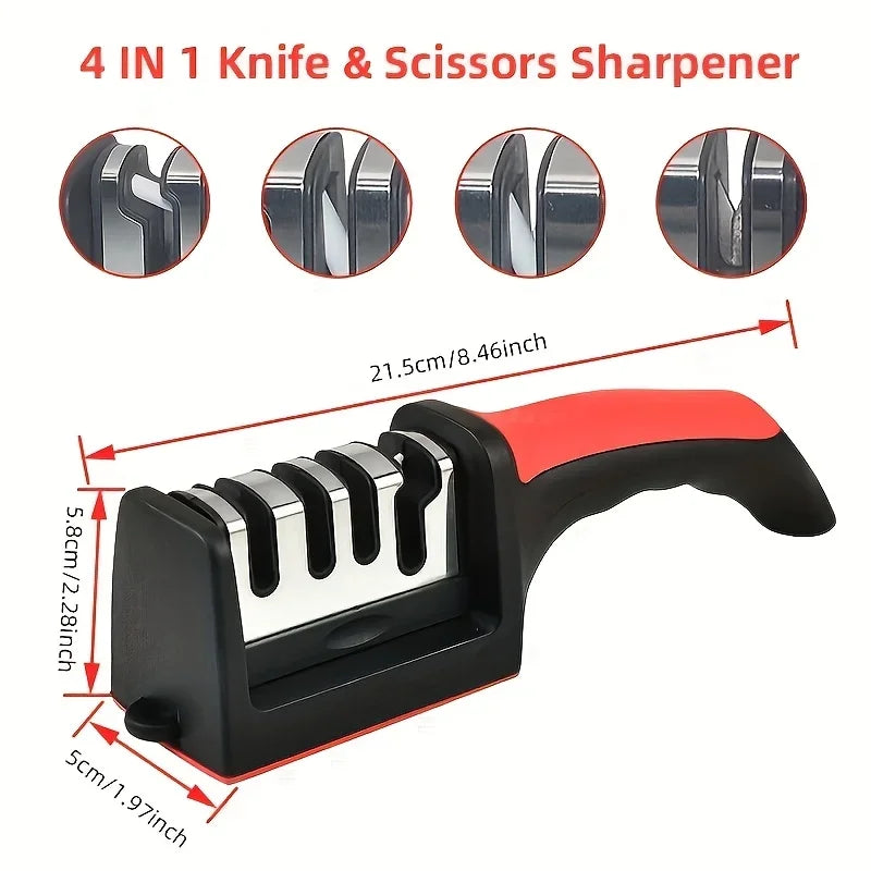 3-Stage Kitchen Knife Sharpener – Coarse, Medium & Fine Sharpening Tool for All Knives