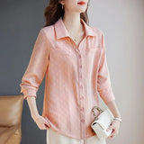 Women’s Jacquard Lapel Long-Sleeve Autumn Casual Shirt Jacket