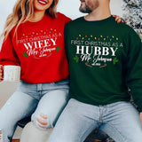 Custom “Our First Christmas as Mr & Mrs” Sweater – Hubby & Wifey Matching Sweatshirts | Newlywed Couple Christmas Gift