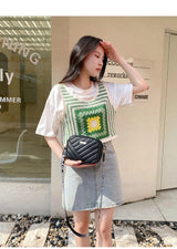 High quality women's PU rolling strip camera bag