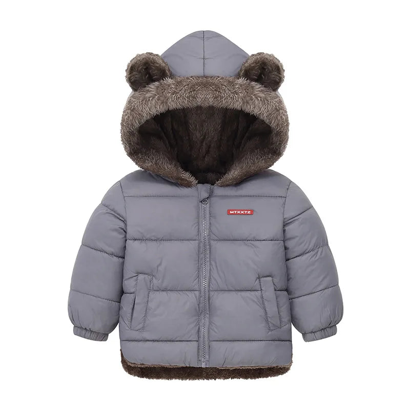 Kids Winter Thick Hooded Jacket – Boys & Girls Padded Fleece Warm Coat | Children’s Cotton Outerwear Cashmere Snowsuit