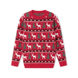 Matching Family Christmas Sweaters – Snowflake & Reindeer Knitted Long Sleeve Pullovers | Holiday Round Neck Jersey Tops