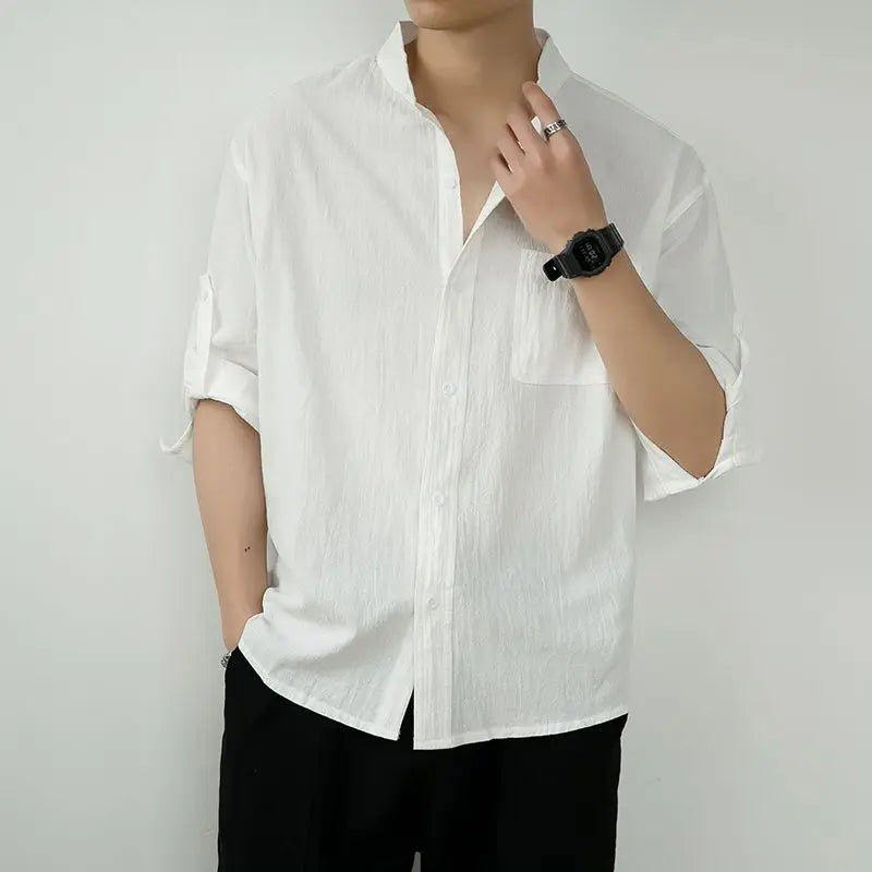 White Linen Cotton Half Sleeve Men’s Shirt