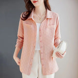 Women’s Jacquard Lapel Long-Sleeve Autumn Casual Shirt Jacket