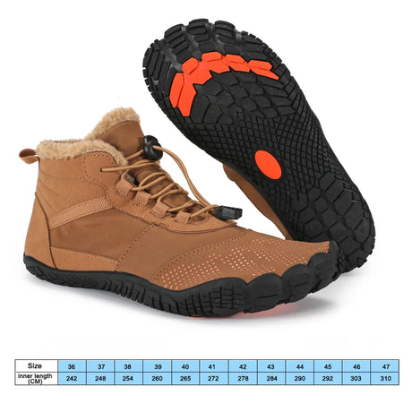 Winter Snow Boots for Men & Women – Warm Fur Lined Barefoot Ankle Boots | Casual Outdoor Work Shoes for Cold Weather