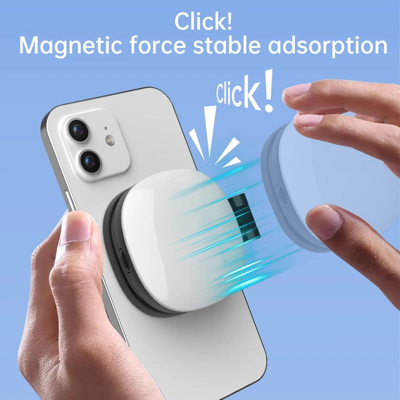 Espejo magnético para selfies con mini luz de relleno – Anillo de luz para teléfono ajustable de doble color 
