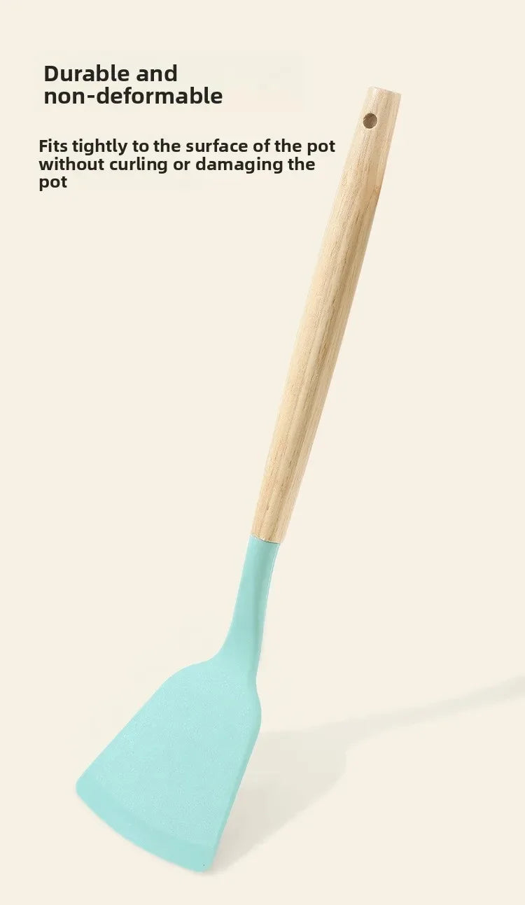 12PCS Silicone Kitchen Utensils Set – Non-Stick Cookware Tools with Wooden Handles
