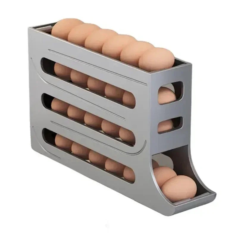 4-Layer Automatic Rolling Egg Storage Box – Refrigerator Egg Dispenser & Kitchen Organizer