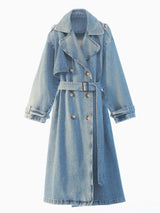 Blue Jean Denim Trench Coat for Women