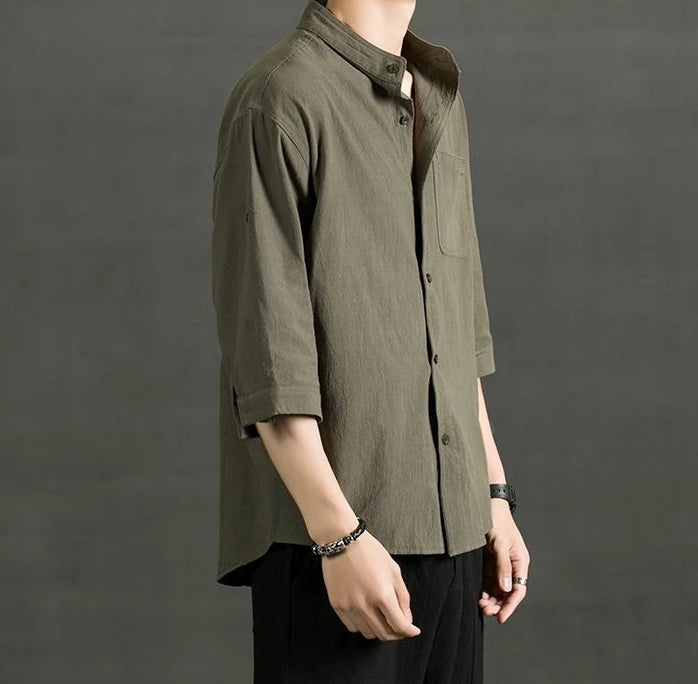 White Linen Cotton Half Sleeve Men’s Shirt