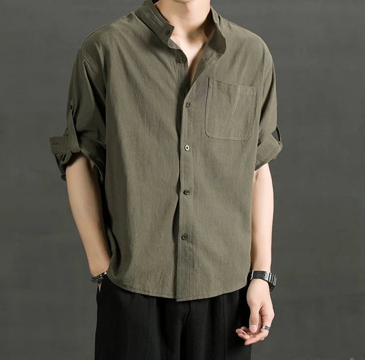 White Linen Cotton Half Sleeve Men’s Shirt