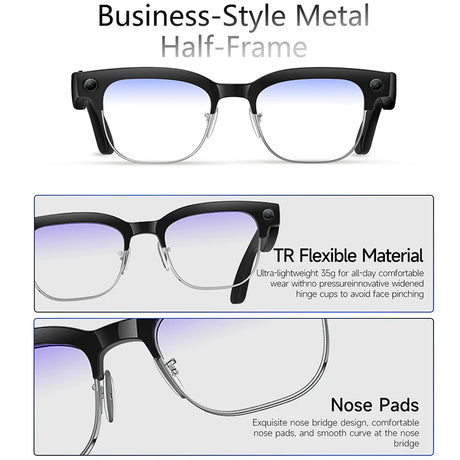 AI Smart Glasses with Translation, 4K Camera, Object Recognition & Bluetooth