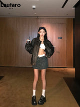 Vintage Distressed PU Jacket – Oversized Brown Runway Style