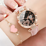 4PCS Women’s Watch & Bracelet Set – Elegant Quartz Wristwatch Gift for Women (Without Box)