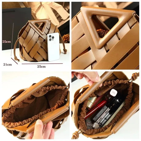 Trendy Vegan Leather Woven Tote Bag for Women – Top Handle Purse, Fashion Crossbody Shoulder Handbag, Stylish Tote Purse 2025