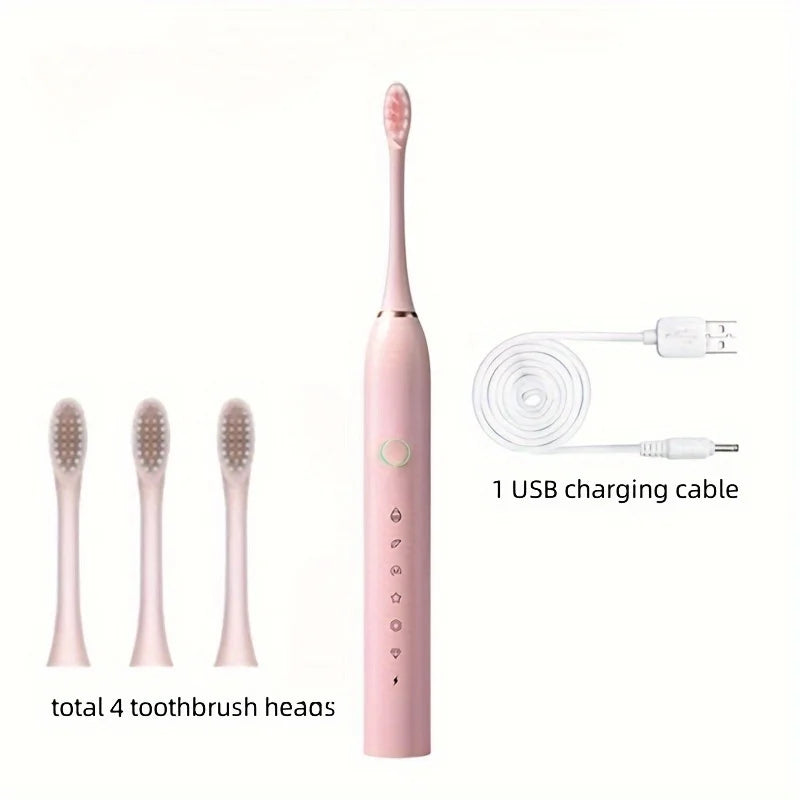 Rechargeable Smart Electric Toothbrush with 6 Modes & Replacement Heads
