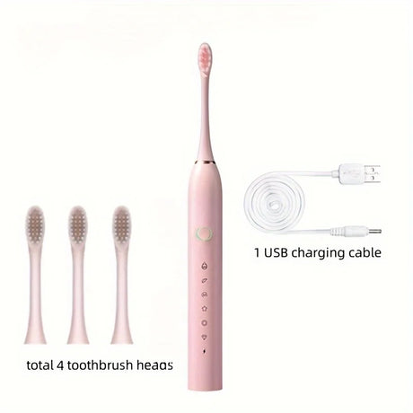 Rechargeable Smart Electric Toothbrush with 6 Modes & Replacement Heads