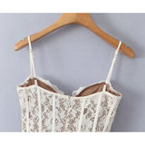 YENKYE Women Sexy Elegant Lace Sling Mini Dresses Fashion Low Waist Fit And Flare Party Dress Female Robe