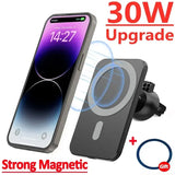 Car Phone Holder 30W Magnetic Wireless Charger for iPhone