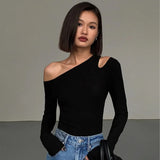Women Off-Shoulder Long-Sleeved T-Shirt