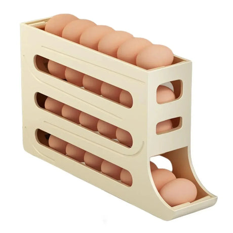 4-Layer Automatic Rolling Egg Storage Box – Refrigerator Egg Dispenser & Kitchen Organizer