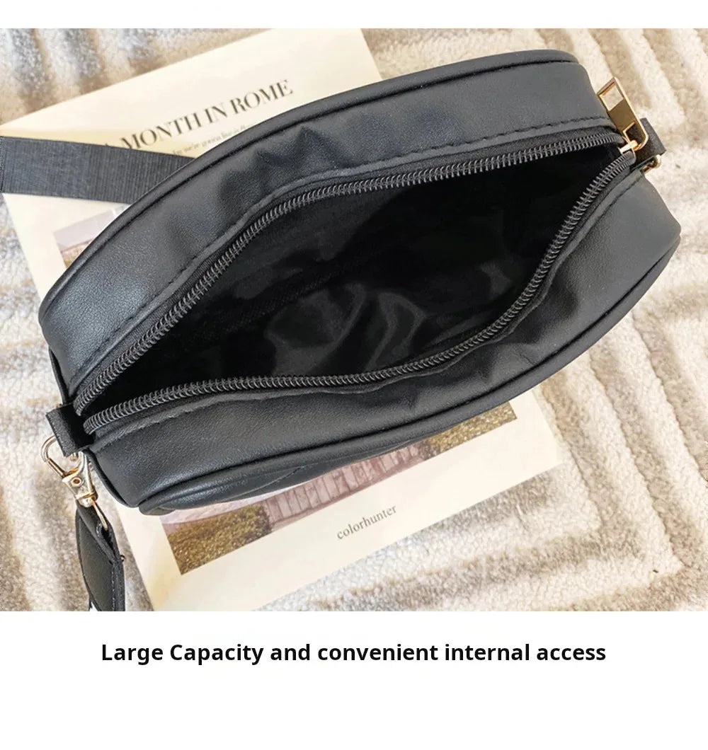 High quality women's PU rolling strip camera bag