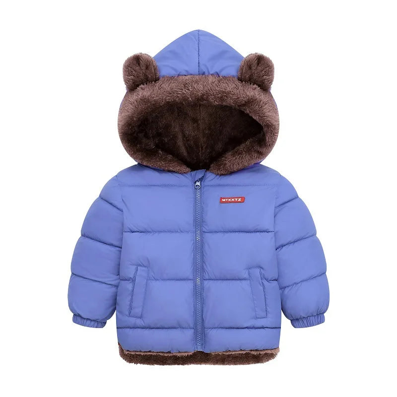 Kids Winter Thick Hooded Jacket – Boys & Girls Padded Fleece Warm Coat | Children’s Cotton Outerwear Cashmere Snowsuit