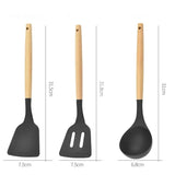 12PCS Silicone Kitchen Utensils Set – Non-Stick Cookware Tools with Wooden Handles