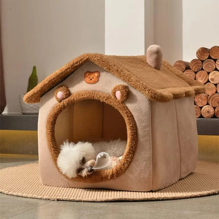 Foldable Pet House – Washable Cat & Dog Cave Bed for Small Pets