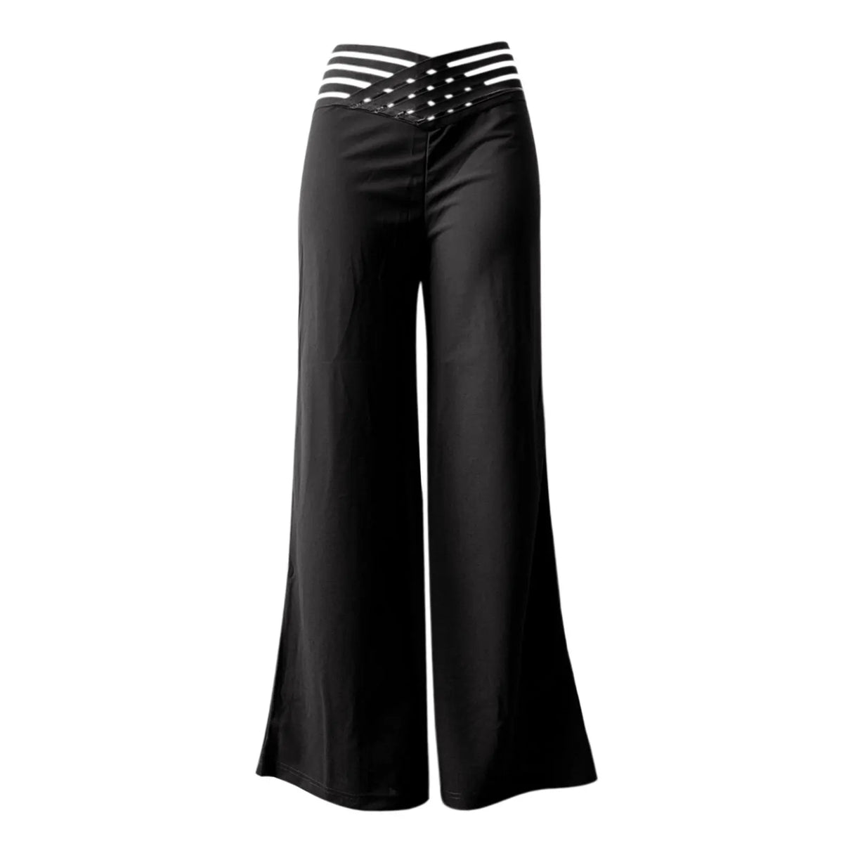 High Waist Wide Leg Pants – Elegant Mesh Patchwork Trousers