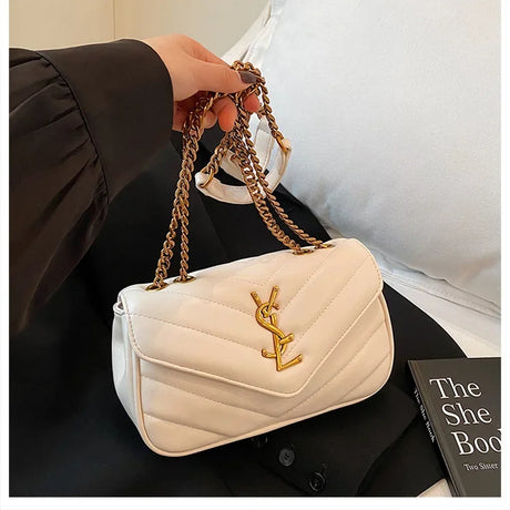 ‌Vintage Leather Crossbody Bag French Chic Adjustable Chain Strap Shoulder Purse for Women, Compact Tote for Travel & Daily Use