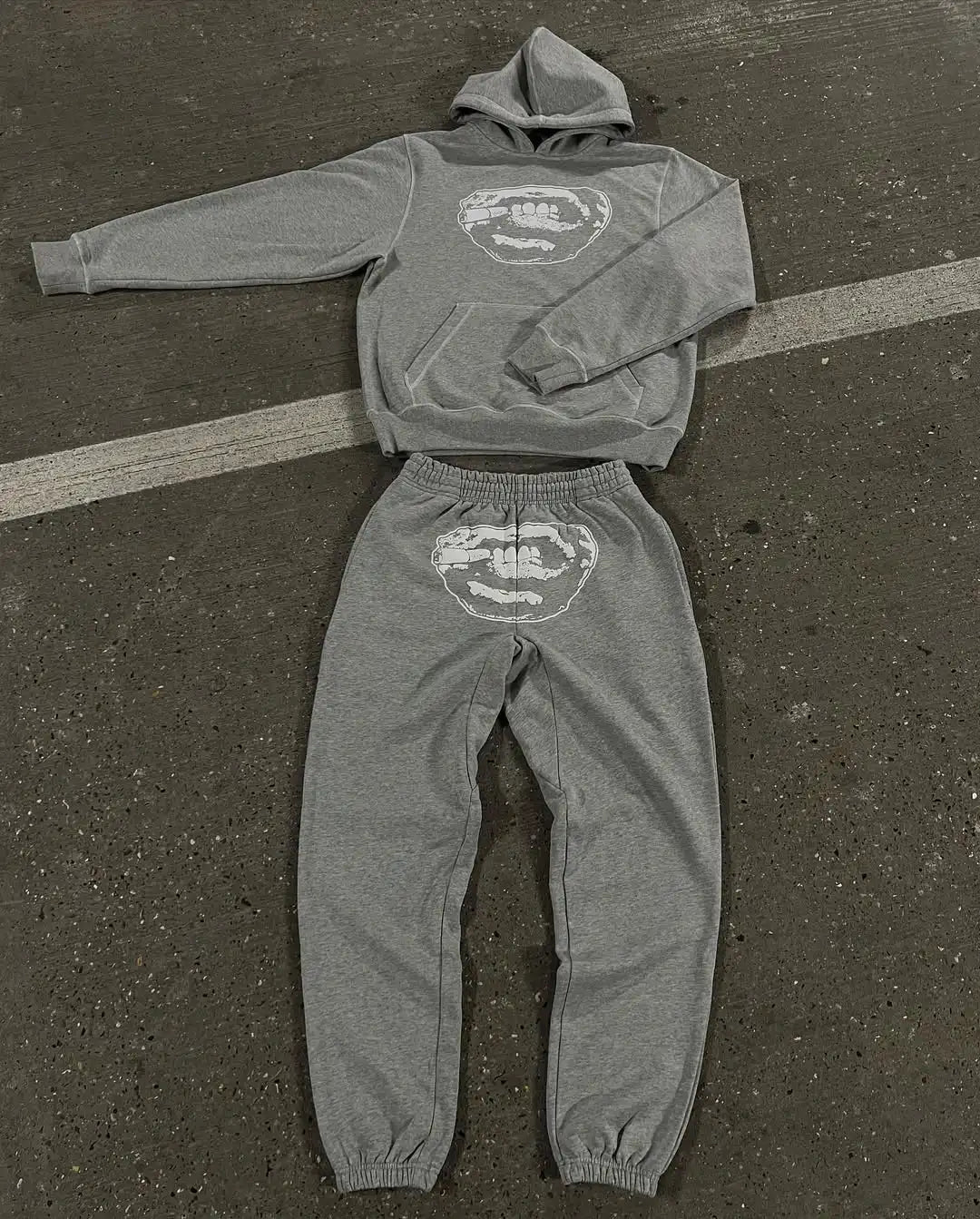 Men’s Y2K Hip-Hop Streetwear Set – Punk Gothic Embroidered Pullover & Casual Sportswear