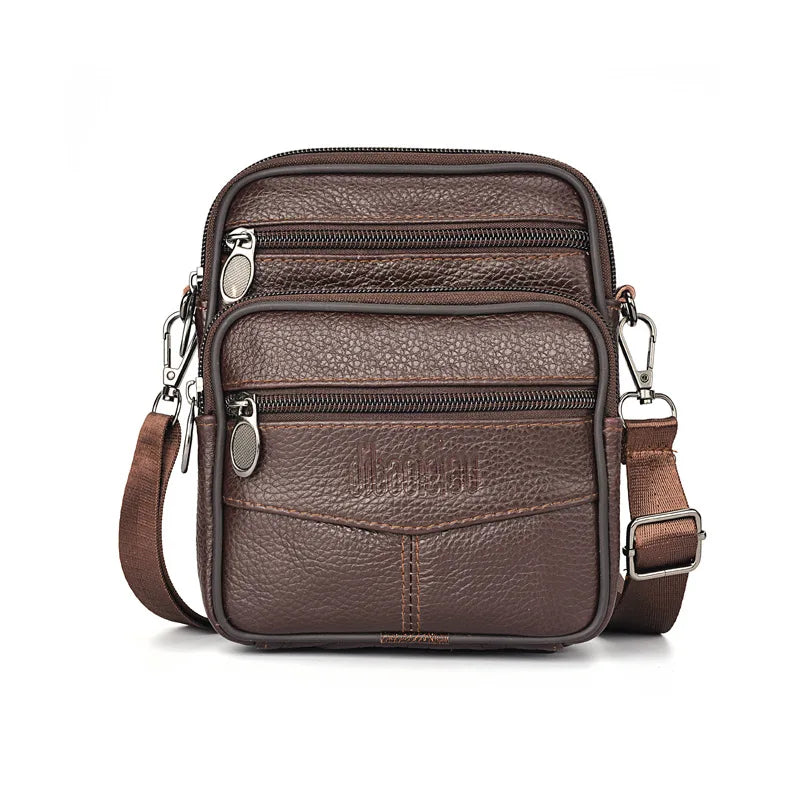 Trendy Men's Genuine Leather Crossbody Multifunctional Shoulder Bag