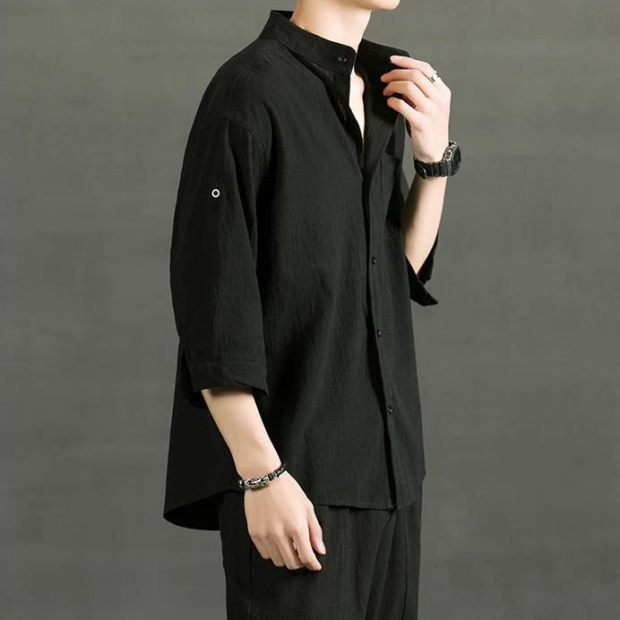 White Linen Cotton Half Sleeve Men’s Shirt