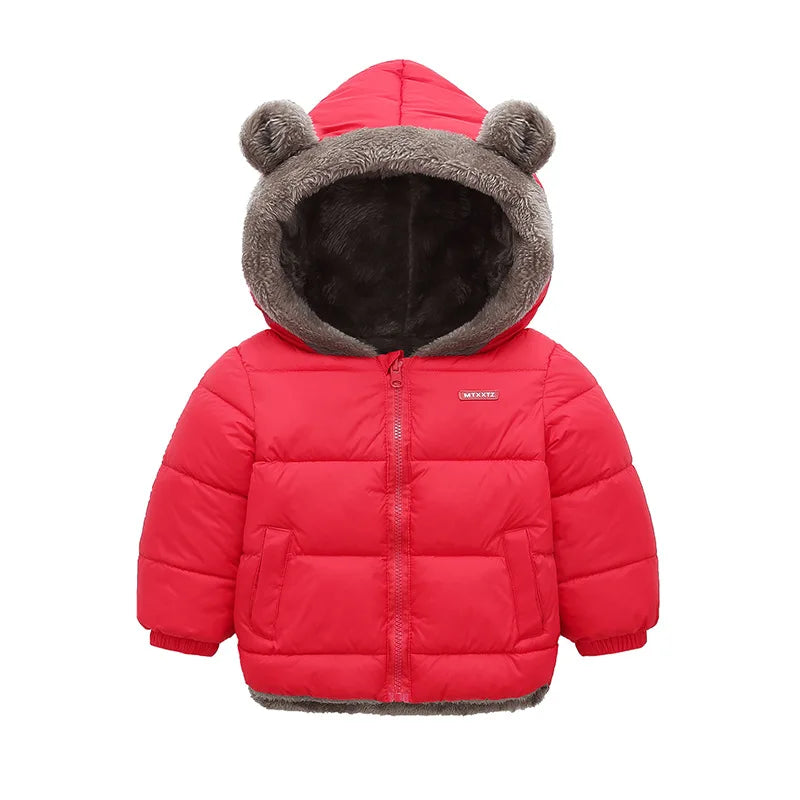 Kids Winter Thick Hooded Jacket – Boys & Girls Padded Fleece Warm Coat | Children’s Cotton Outerwear Cashmere Snowsuit