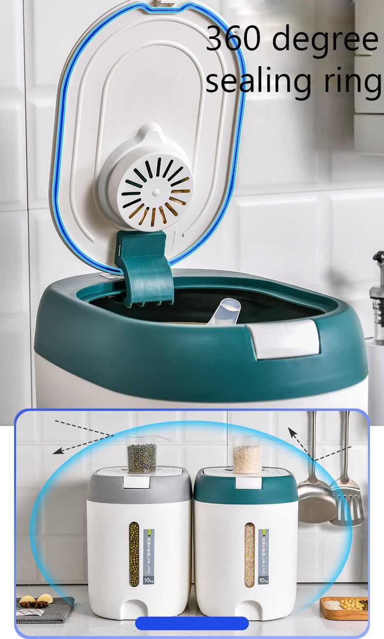 XIAOGUI 5KG/10KG Rice Dispenser – Airtight Kitchen Storage Container for Rice, Cereal & Dry Foods