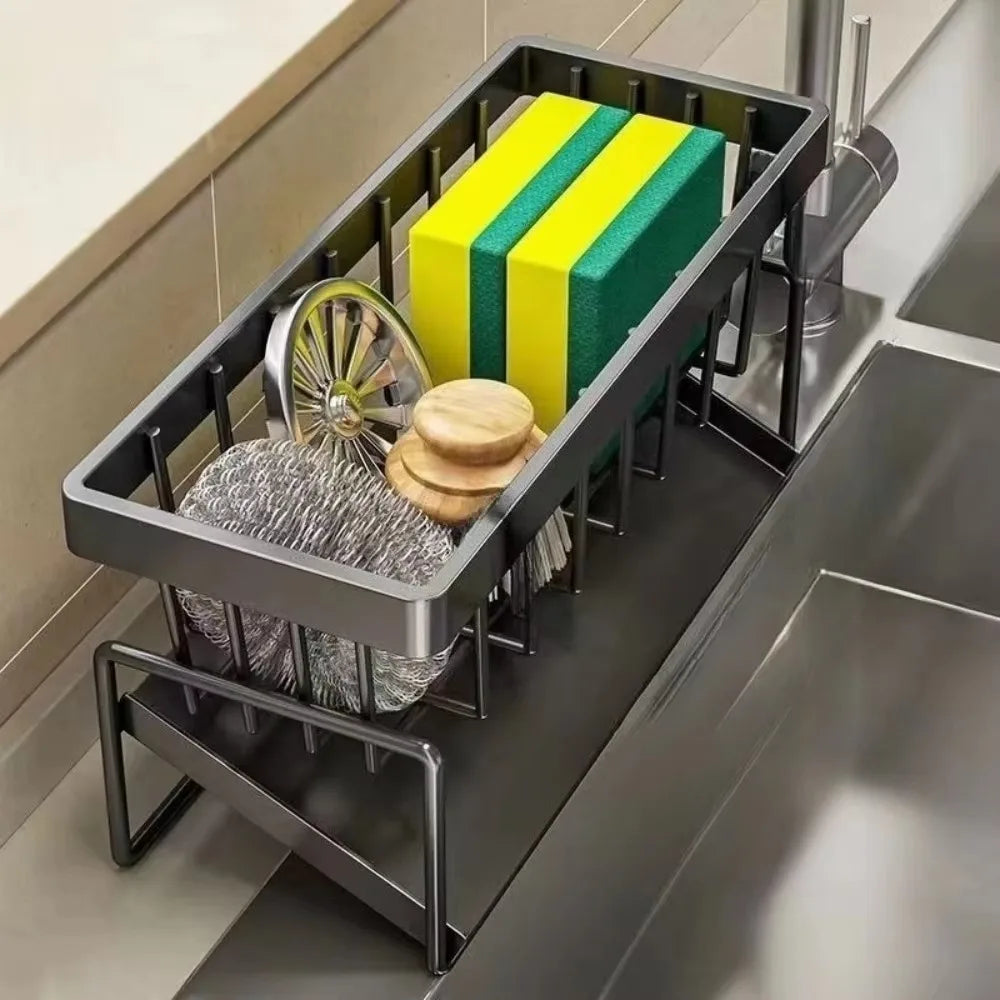 Stainless Steel Sink Organizer Drain Rack with Multi-Layer Soap & Sponge Holder